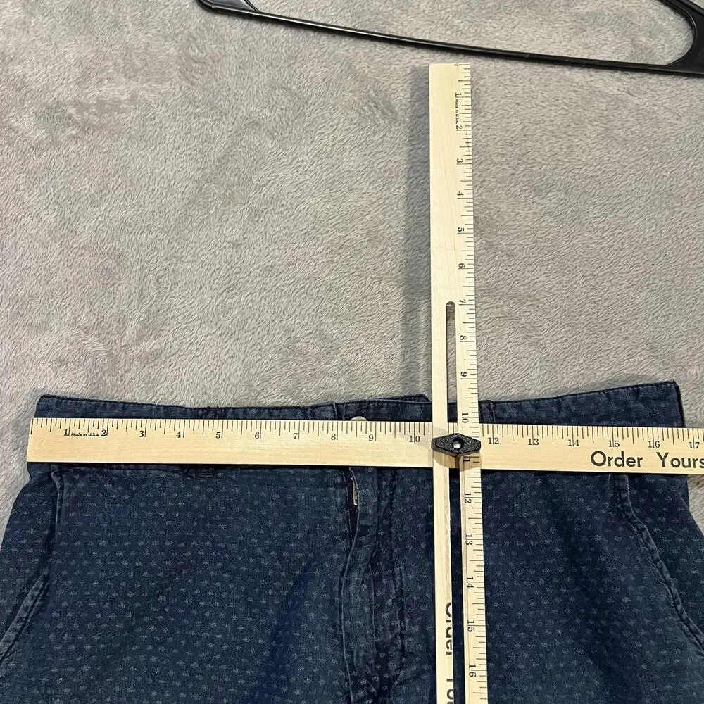 Faherty Shorts Mens 33 Blue Geometric Print Chino Casual Flat Front Summer